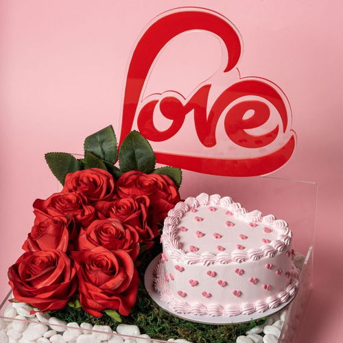 Heart Cake & Flower